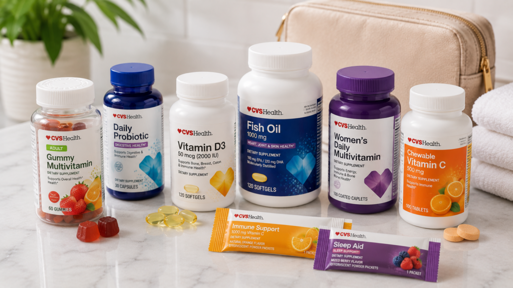 Group of vitamin bottles