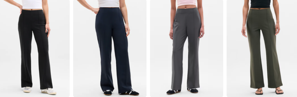 Four models wearing pants from Athleta