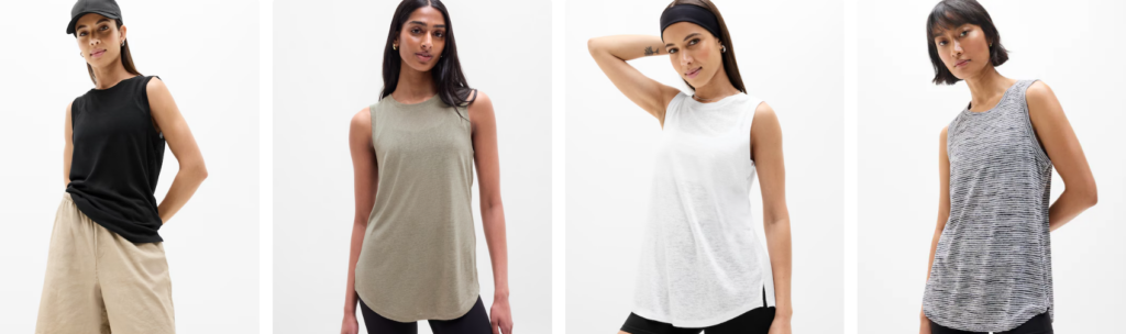 Four models wearing a tank top from Athleta