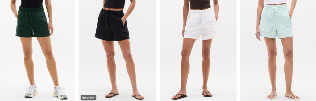 Four models wearing Athleta shorts