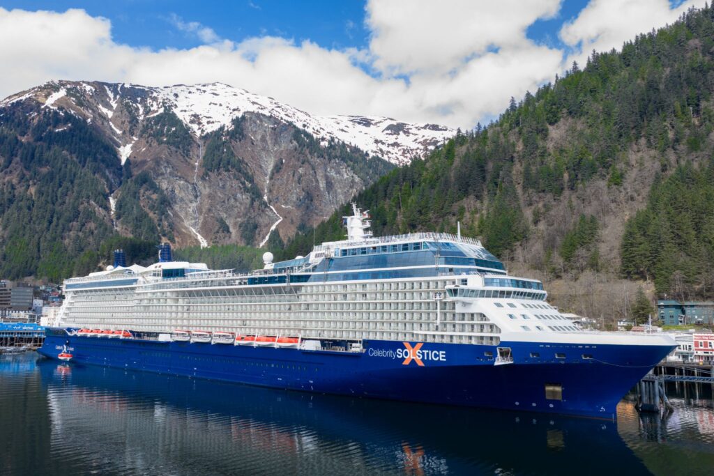The Celebrity Solstice cruises ship in Alaska