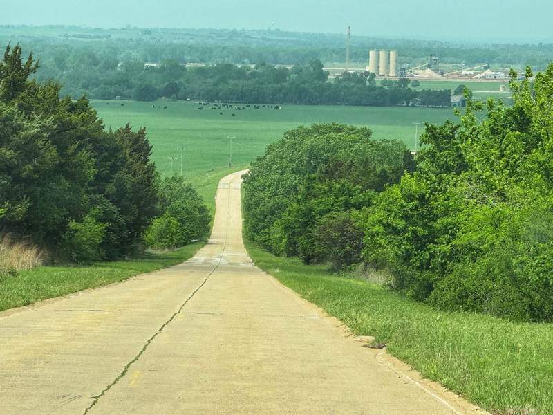 an original concrete road in Oklahoma 