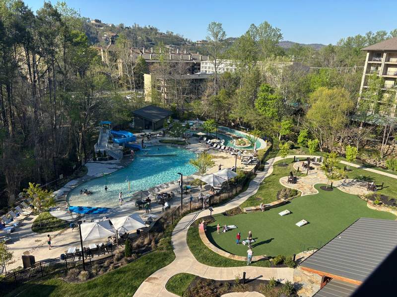 View of the resort swimming pool at Embassy Suites by Hilton Gatlinburg,