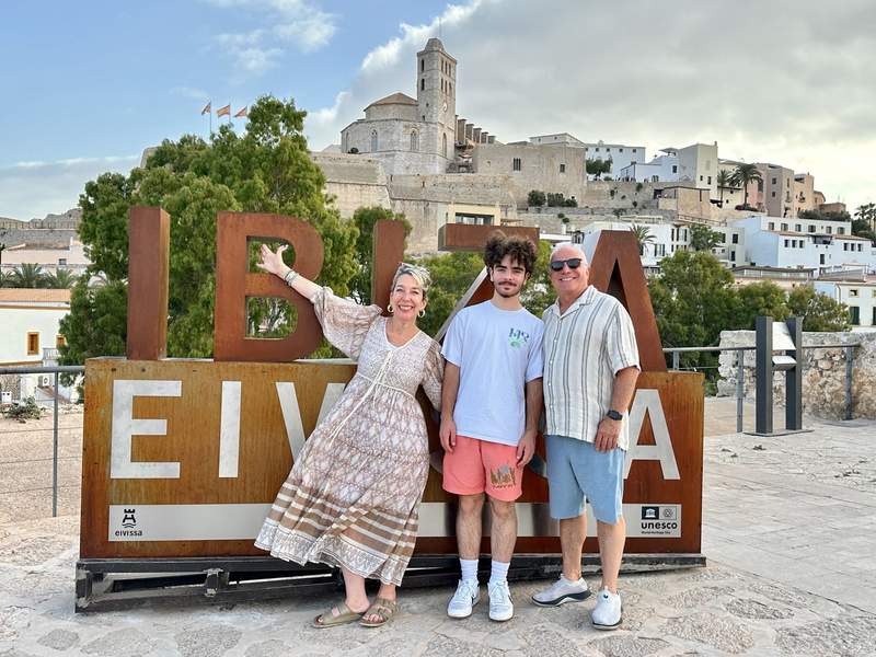 Author’s family standing in front of Eivissa sign.