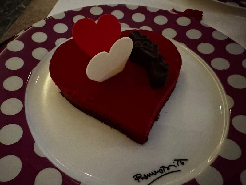 Special chocolate heart confection presented for our anniversary at Love by Britto.