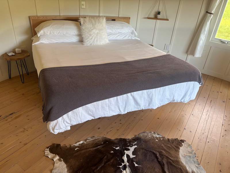 The king-sized bed upstairs in the grain silo