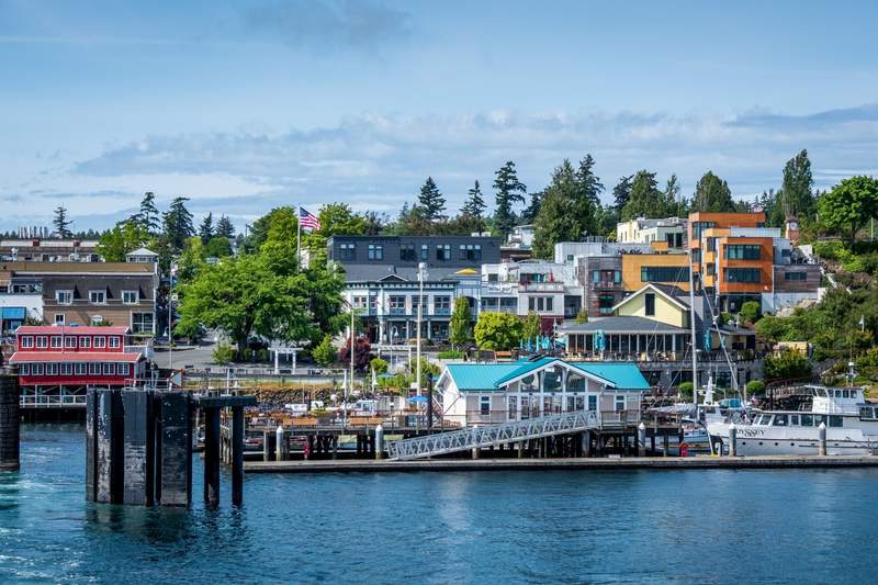 Friday Harbor’s waterfront as seen from the water