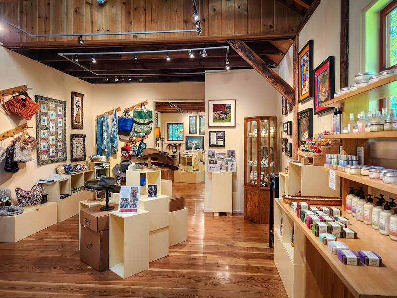 A historic building houses the Orcas Island Artworks gallery in the hamlet of Olga