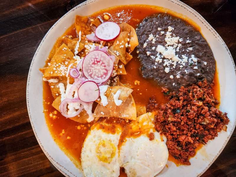 Eggs, beans and chorizo breakfast at Fridas Brunch and Cantina restaurant