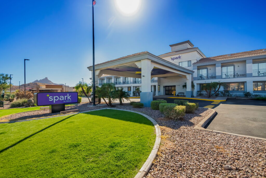 front of the spark by hilton hotel