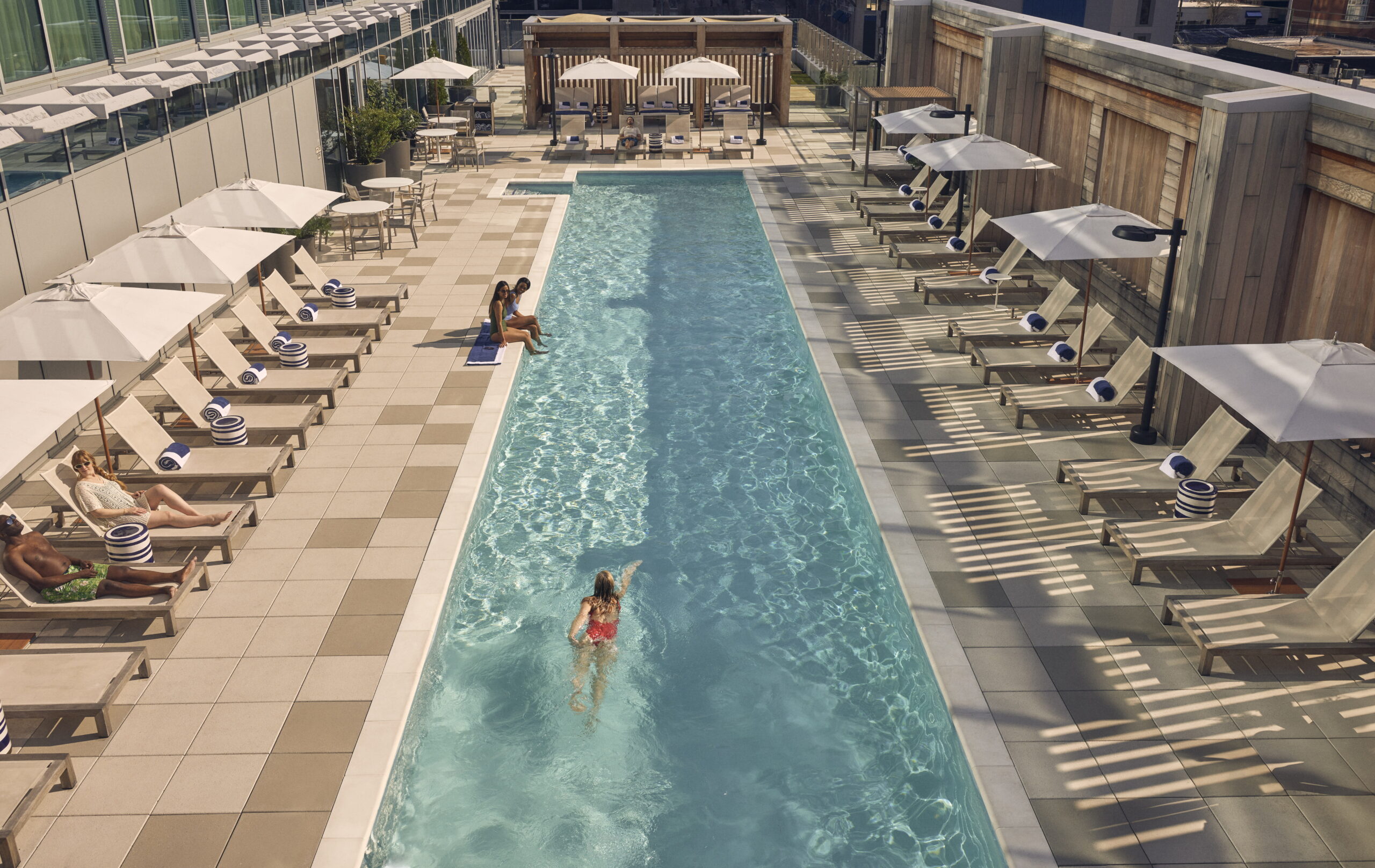 Beautiful pool on a rooftop at a Hilton hotel