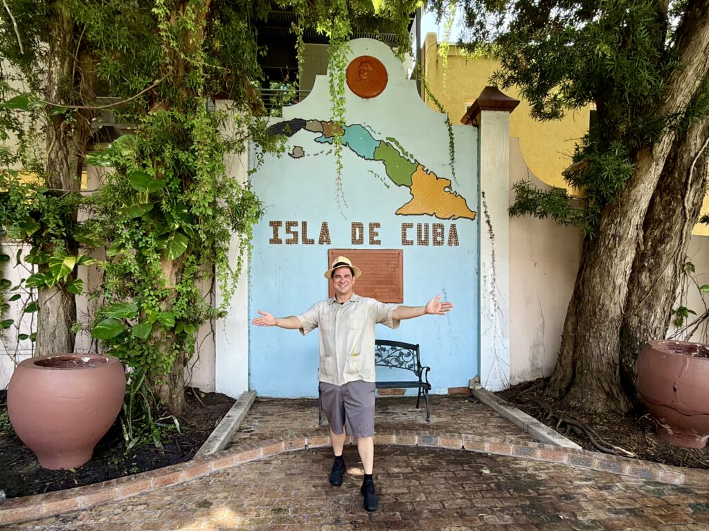 Tampa Bay Tours guide Max Herman in Jose Marti Park, legally owned by Cuba.