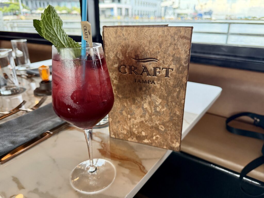 Cherry cocktail onboard Craft Tampa, a floating dinner cruise