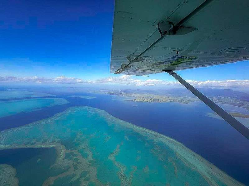 ocean view from an airplane window