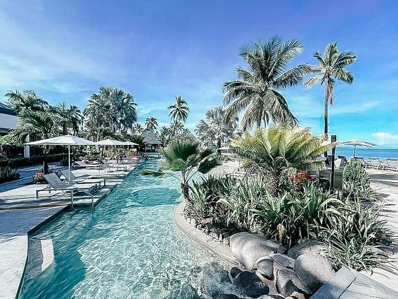 Beachfront pool area at the Sheraton Fiji Golf & Beach Resort