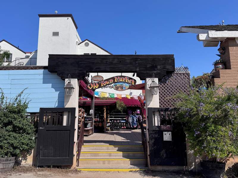 Stairs leading up to the entrance to the San Diego Old Town Market.