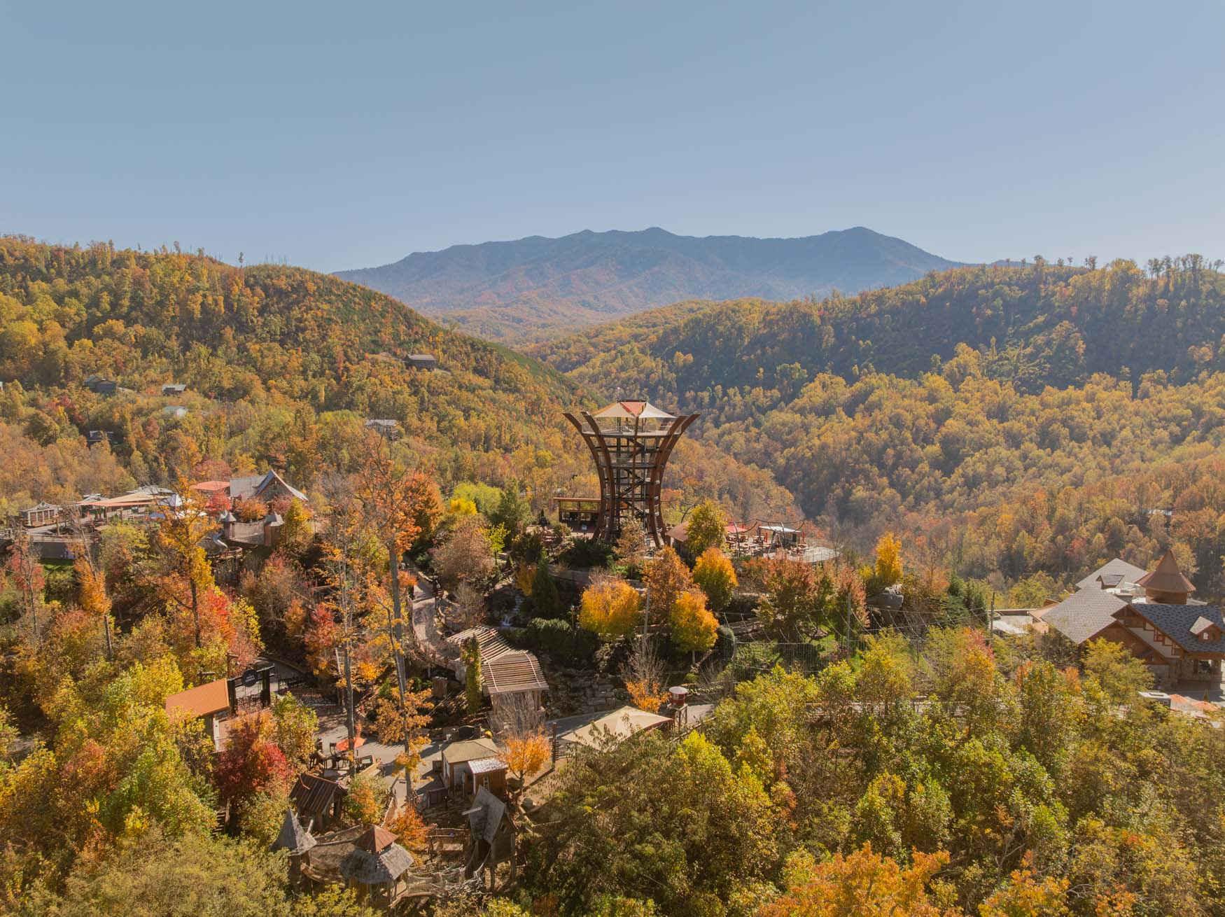 An aerial view of Anakeesta in the fall. 