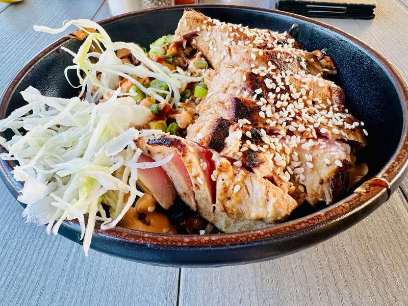 Ahi tuna and Japanese rice at Viva restaurant on South Padre Island