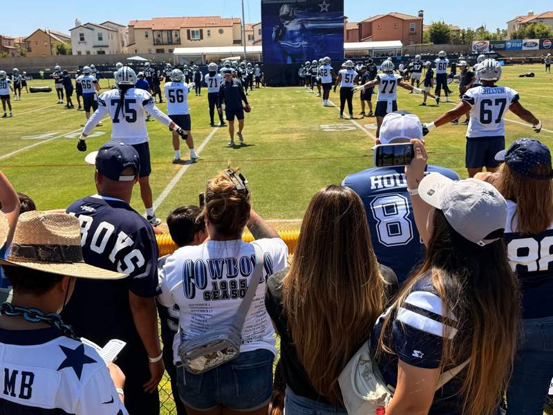 Fans on sidelines at Dallas Cowboys Training Camp in Oxnard, California