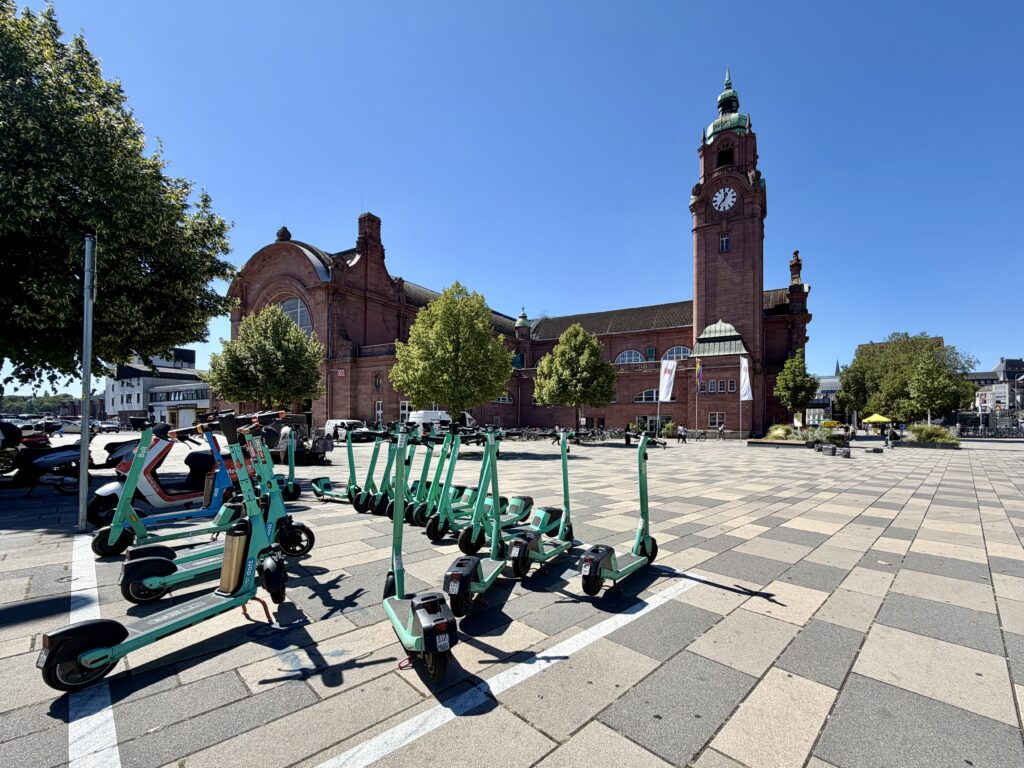 Exterior of the Wiesbaden Central train station, southwest of Frankfurt, Germany