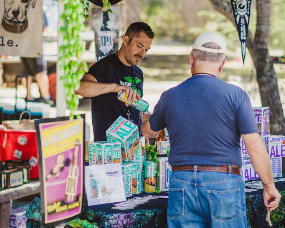 Local vender serving cocktails from his booth at the Santa Maria BBQ Festival.