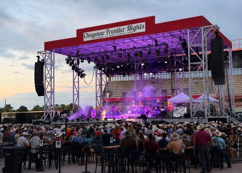 Jo Dee Messina performing onstage at night during a Frontier Nights concert at Cheyenne Frontier Day