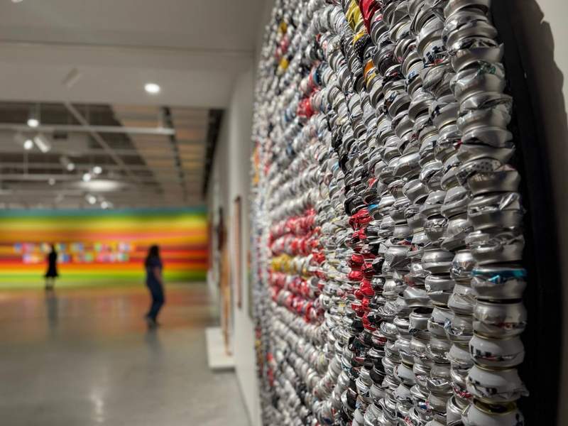 Continuum Basket by Gerald Clarke. Artwork made from aluminum cans. On display at the Nevada Art Museum.