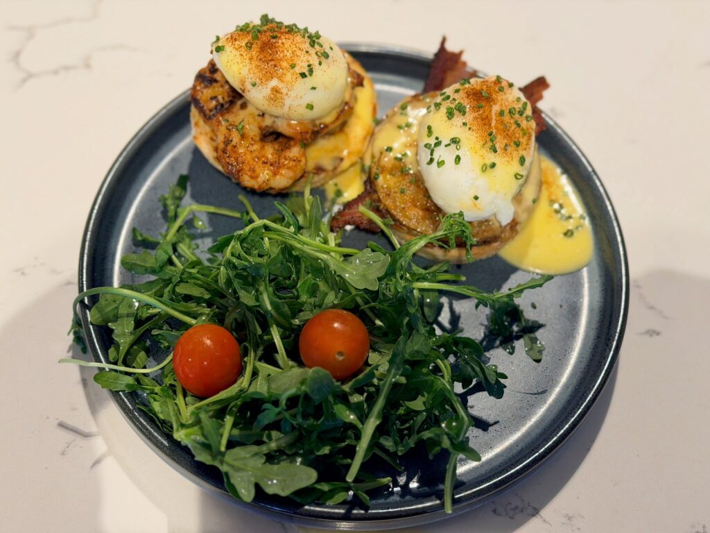 Eggs Benedict-style bennys served at brunch at Heirloom restaurant in Monroe, Louisiana