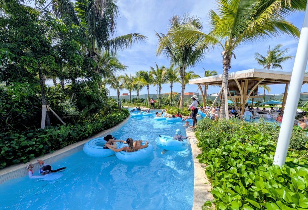 The Wandering River lazy river at Great Tides Waterpark at Norwegian Cruise LIne's private island, Great Stirrup Cay.