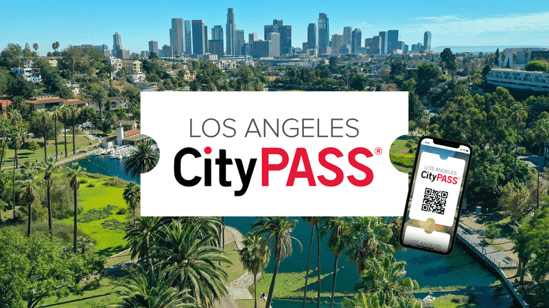 Los Angeles CityPass ticket over an image of downtown LA.