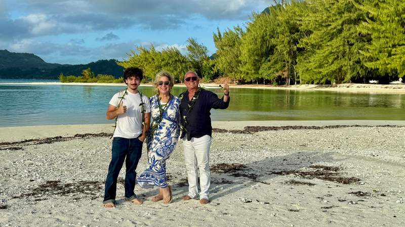 Author and family on a beautiful  beach 