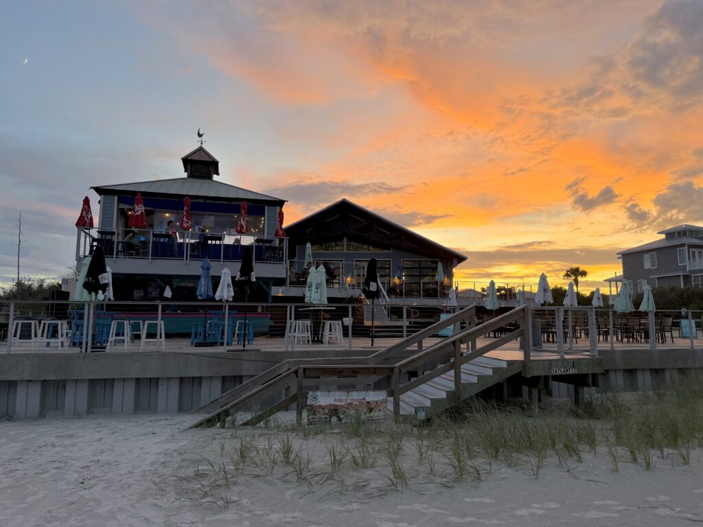 Exterior of Chases on the Beach, a waterfront restaurant in New Smyrna Beach, Florida