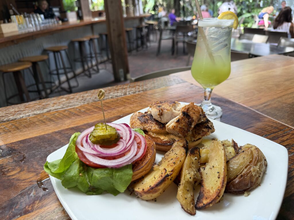 Grilled grouper sandwich at Third Wave, served with roasted wedge potatoes