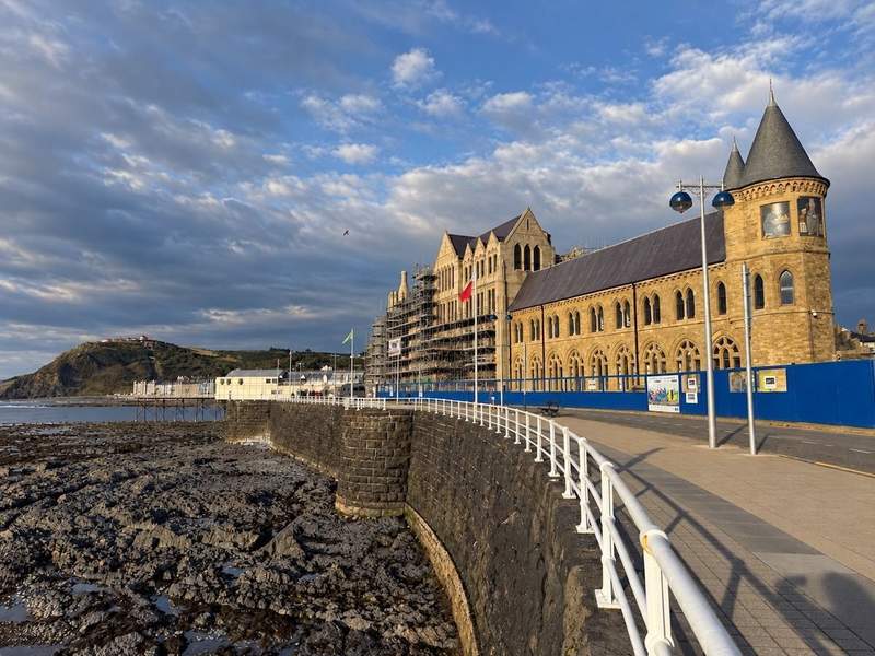  Old College overlooking the seafront in Aberystwyth Wales