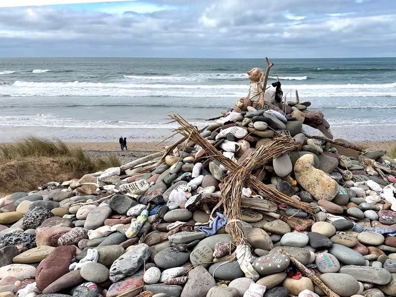  Dobby memorial stones on Freshwater West beach in Pembrokeshire