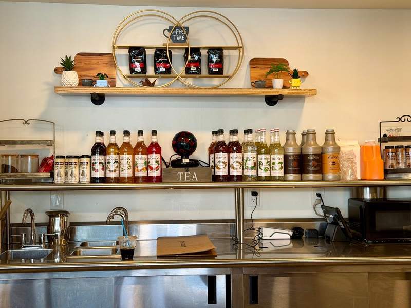 Syrups and drink mixes inside the Cafe at Voco Sandpiper.