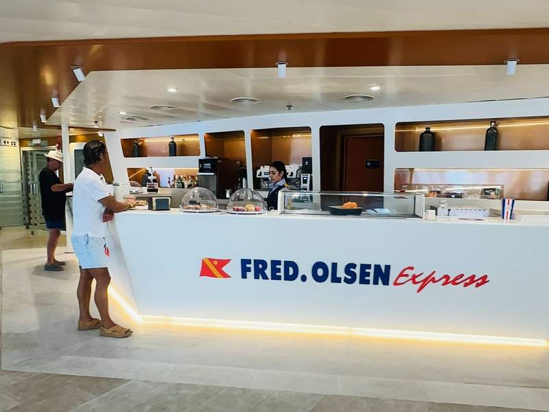 Fred Olsen Express cafe counter aboard the ferry to Tenerife.