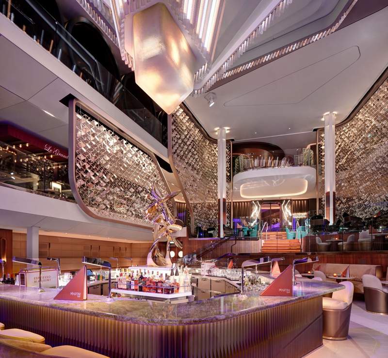 Celebrity Ascent Grand Plaza with Martini Bar and multilevel seating