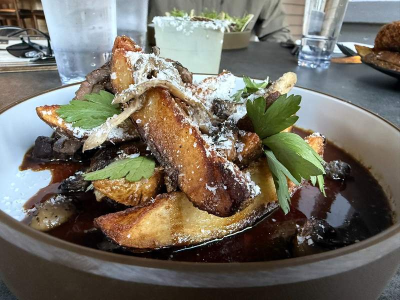 Potatoes in a rich sauce at a Waybound Yosemite.