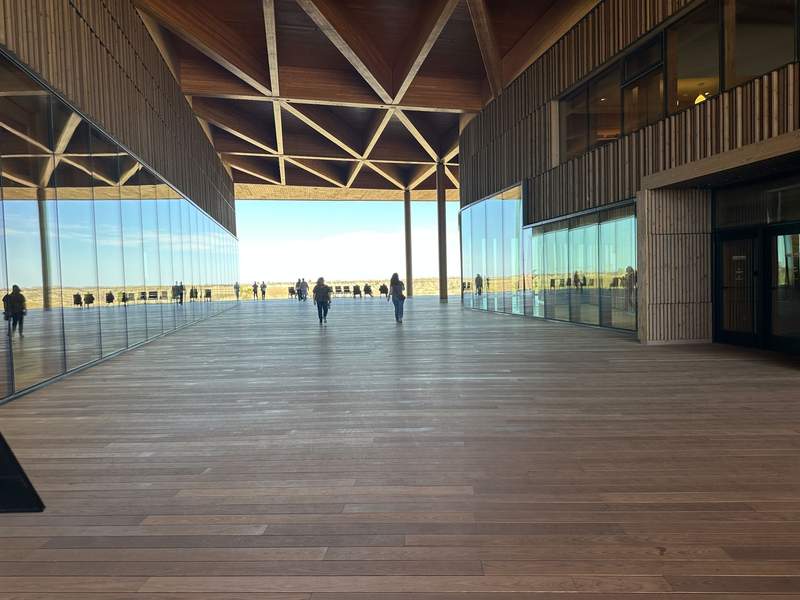 The deck area that overlooks the Badlands at the Theodore Roosevelt Presidential Library.