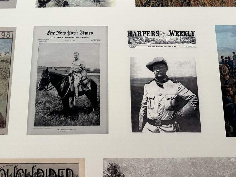 Photo of memorabilia from when Theodore Roosevelt was in the military.